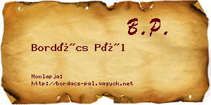 Bordács Pál névjegykártya